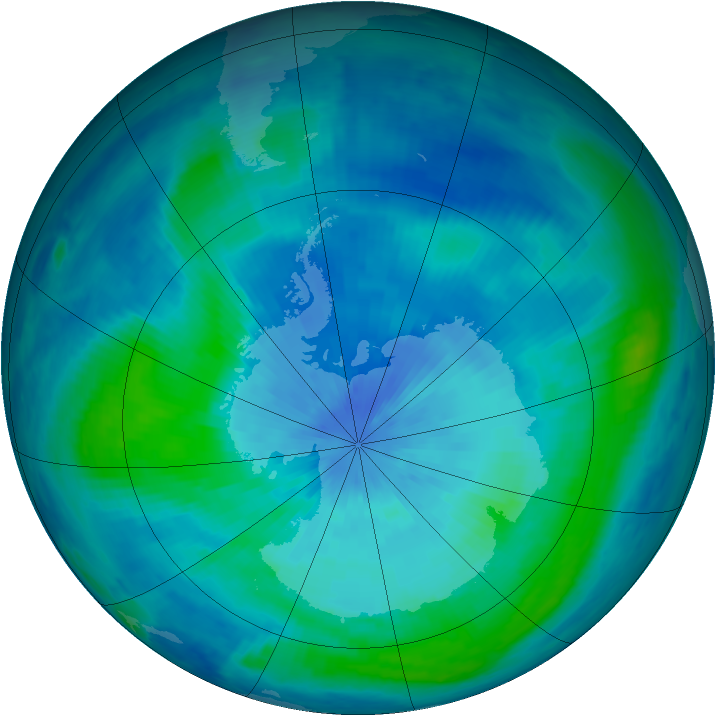 Antarctic ozone map for 14 March 2000